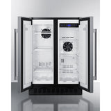 Summit - 24" wide undercounter frost-free side-by-side refrigerator-freezer in stainless steel with locks, stainless steel handles, and digital controls - FFRF24SS