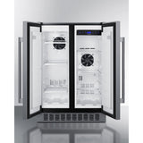 Summit - 24" wide undercounter frost-free side-by-side refrigerator-freezer in stainless steel with locks, stainless steel handles, and digital controls - FFRF24SSCSS