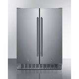 Summit - 24" wide undercounter frost-free side-by-side refrigerator-freezer in stainless steel with locks, stainless steel handles, and digital controls - FFRF24SSCSS