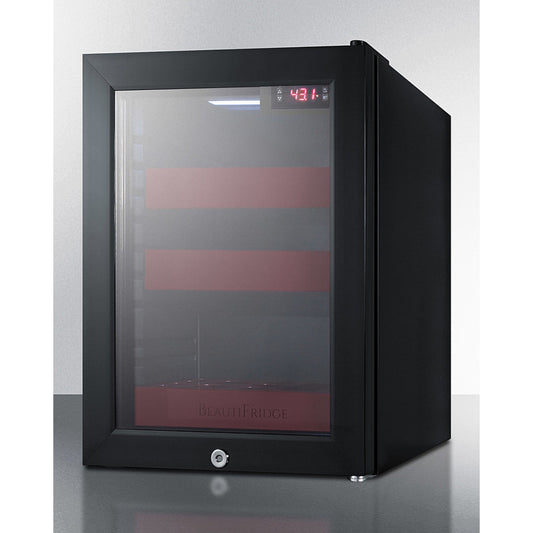Summit - BeautiFridge cosmetics refrigerator with ruby shelving and glass door - LX114LR