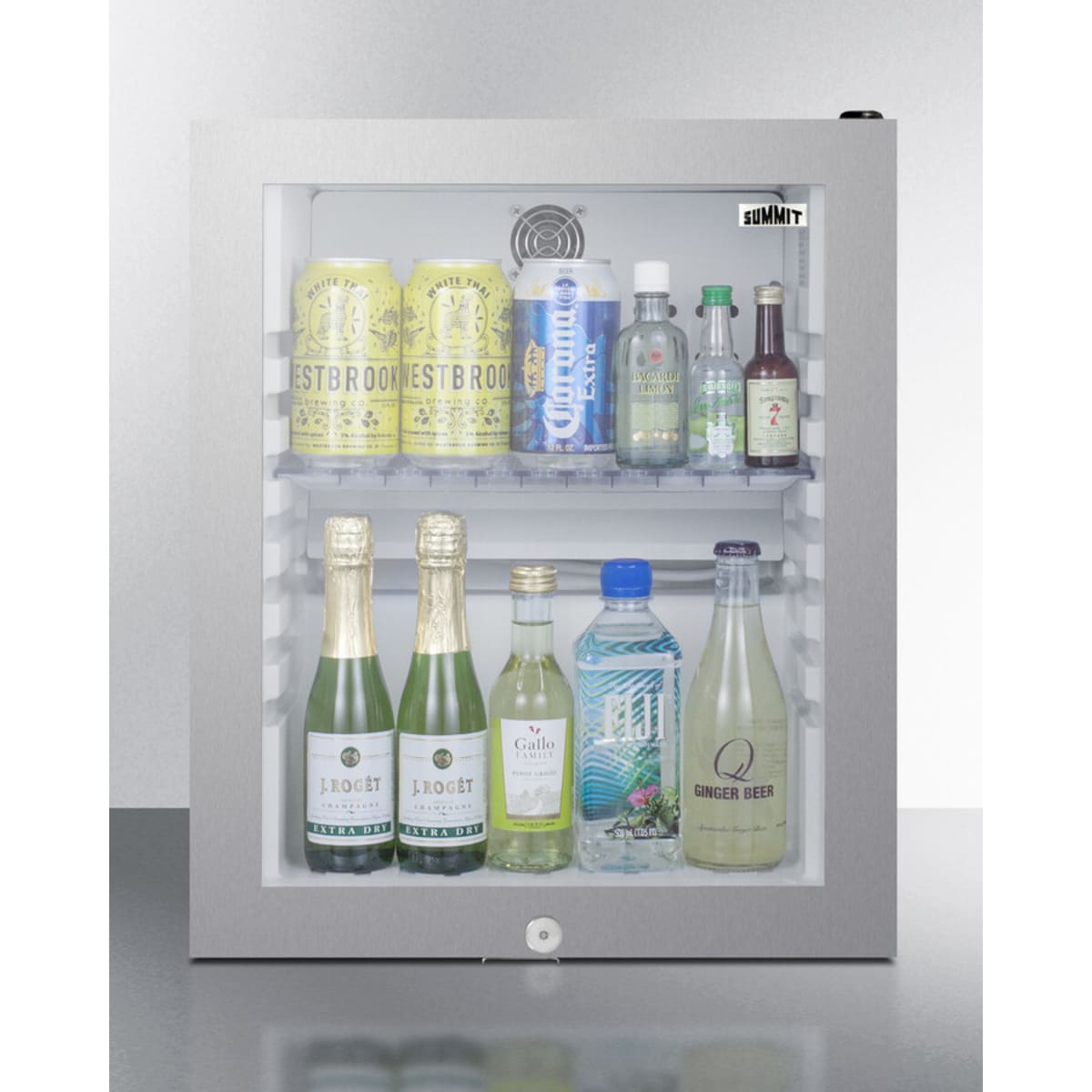 Summit - Compact glass door minibar with front lock - MB13GLSS