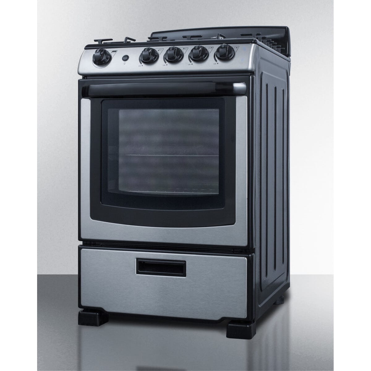 Summit - 24" wide gas range (PRO247SS) and 24" wide convertible range hood (HR24RSS) shipped together - RGH24RSS