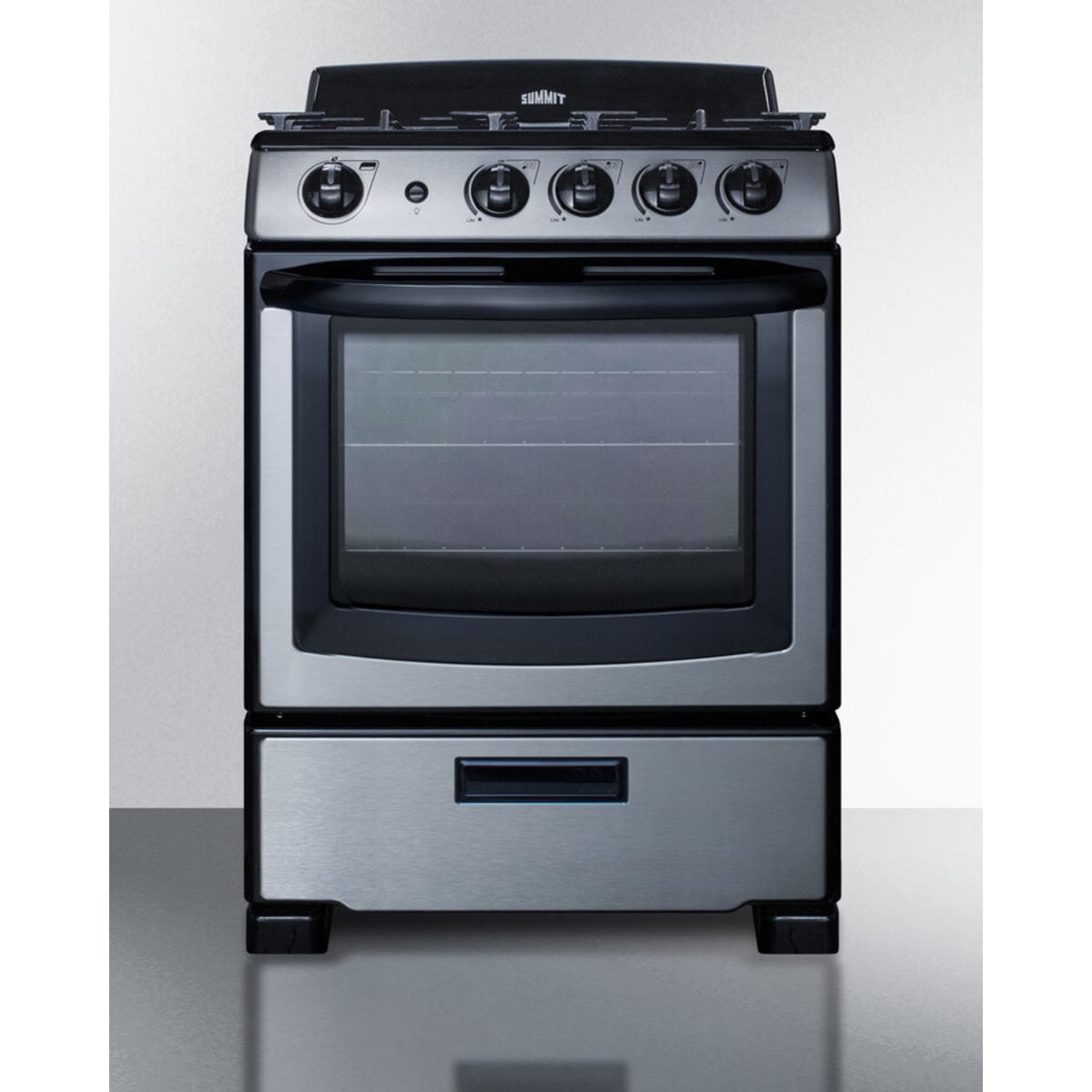 Summit - 24" wide gas range (PRO247SS) and 24" wide convertible range hood (HR24RSS) shipped together - RGH24RSS