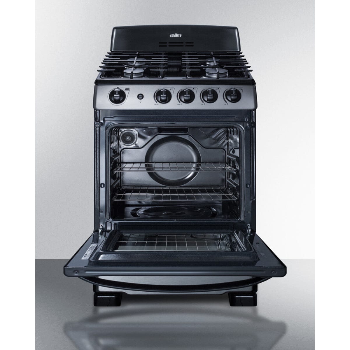 Summit - 24" wide gas range (PRO247SS) and 24" wide convertible range hood (HR24RSS) shipped together - RGH24RSS