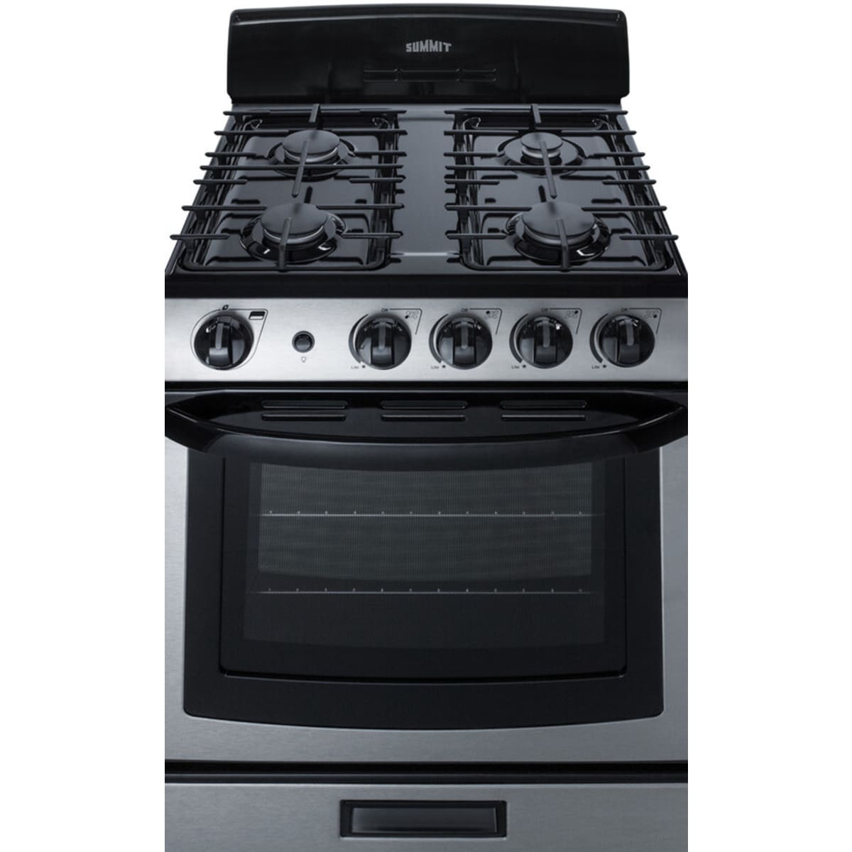 Summit - 24" wide gas range (PRO247SS) and 24" wide convertible range hood (HR24RSS) shipped together - RGH24RSS