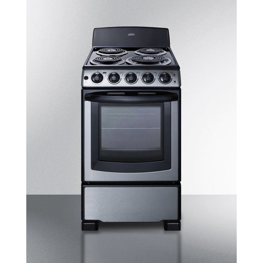 Summit - 20" wide electric coil top range in stainless steel - PROEL20SS