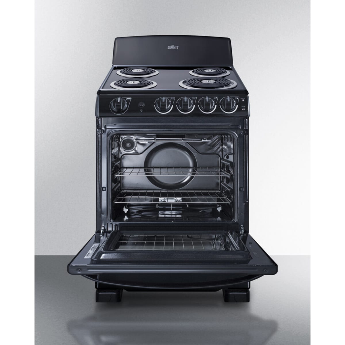 Summit - 24" wide electric coil top range in black - RE2413B