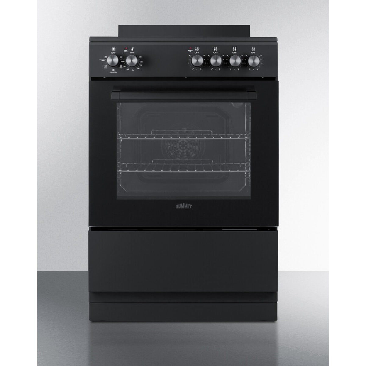 Summit - 24" wide smooth-top electric range in black - REXT24BL