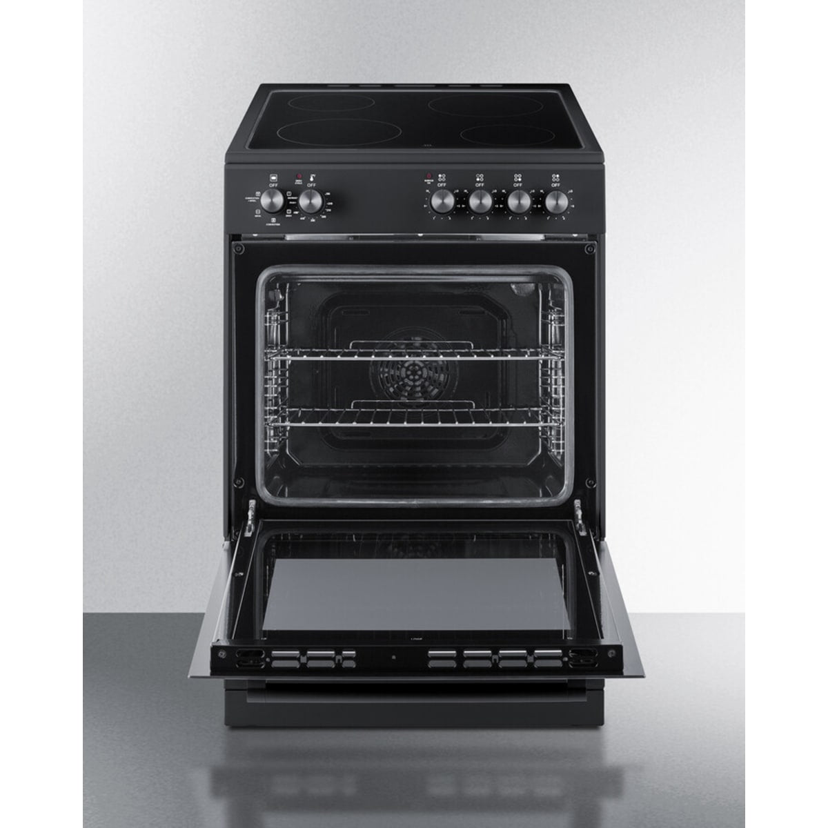 Summit - 24" wide smooth-top electric range in black - REXT24BL