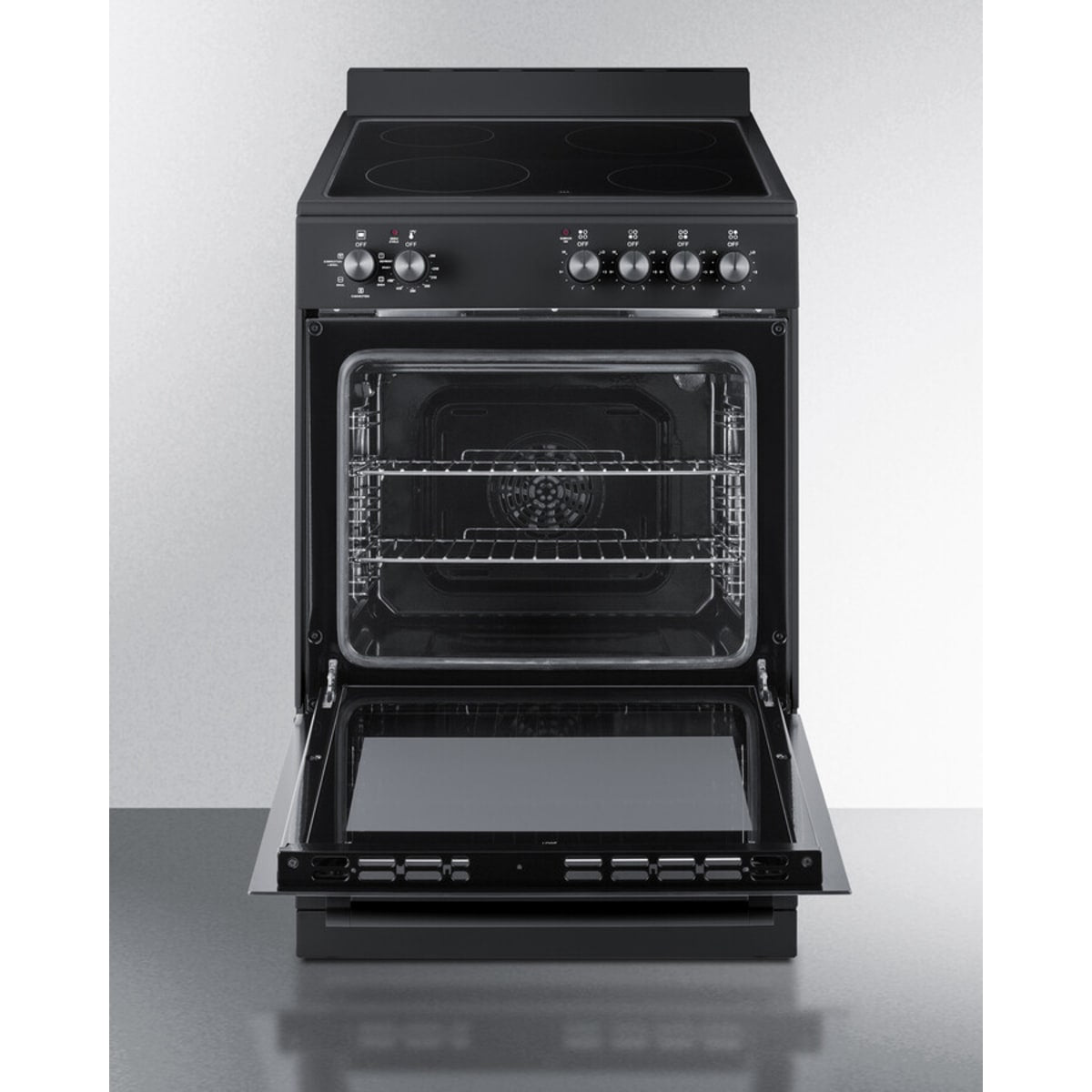 Summit - 24" wide smooth-top electric range in black - REXT24BL