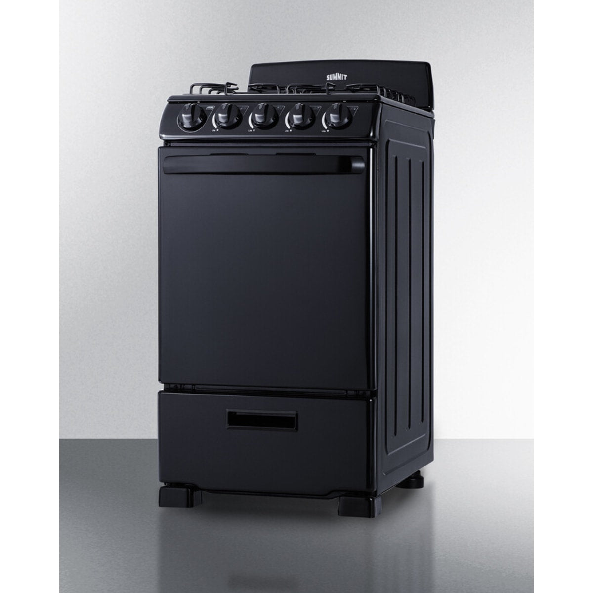 Summit - 20" wide gas range in black with sealed burners - RG201B
