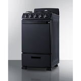 Summit - 20" wide gas range in black with sealed burners - RG201B