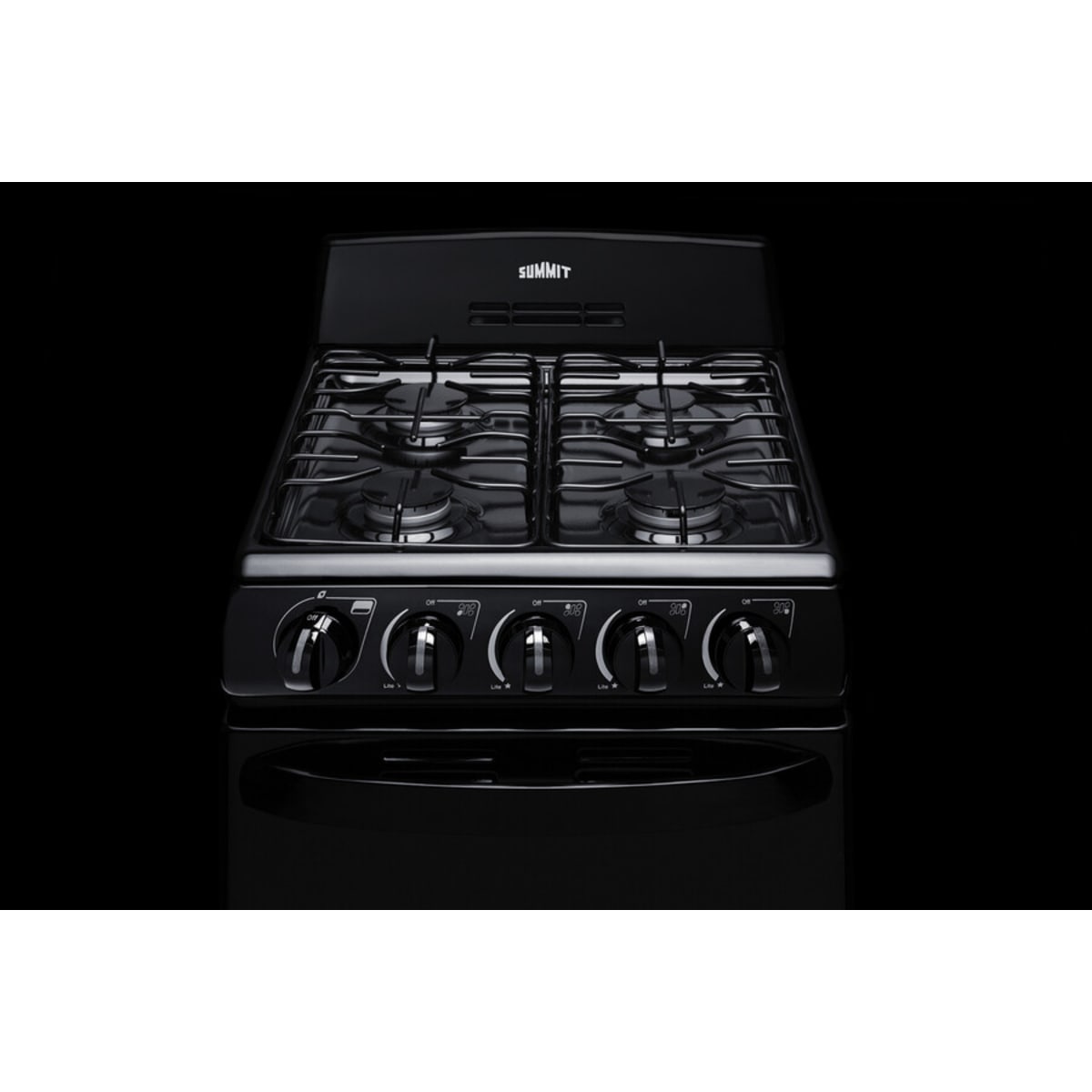 Summit - 20" wide gas range in black with sealed burners - RG201B