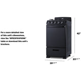 Summit - 20" wide gas range in black with sealed burners - RG201B