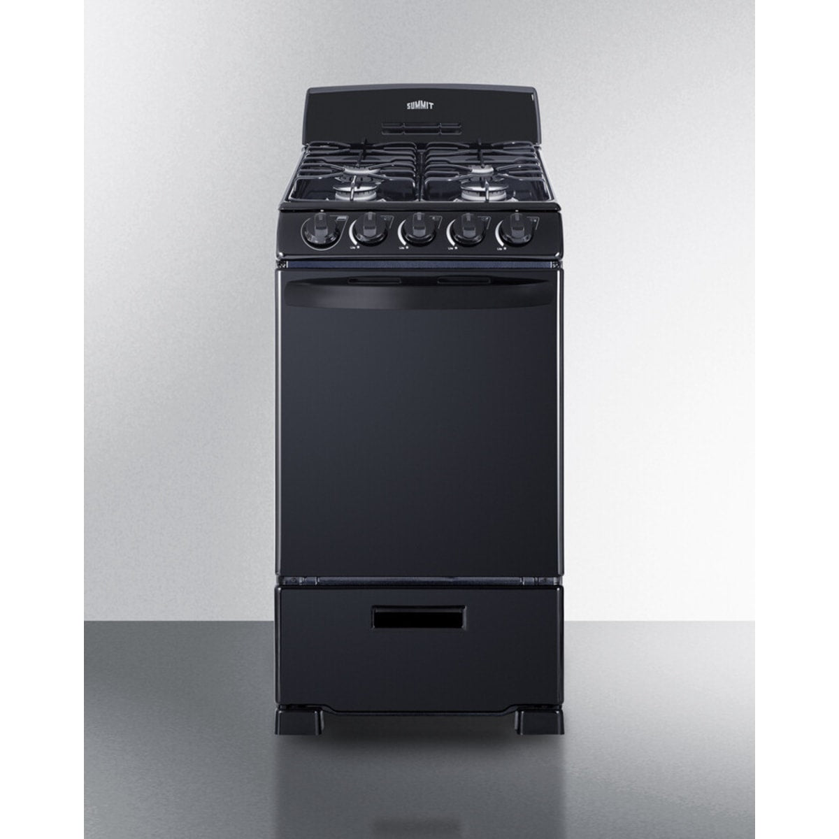 Summit - 20" wide gas range in black with sealed burners - RG201B