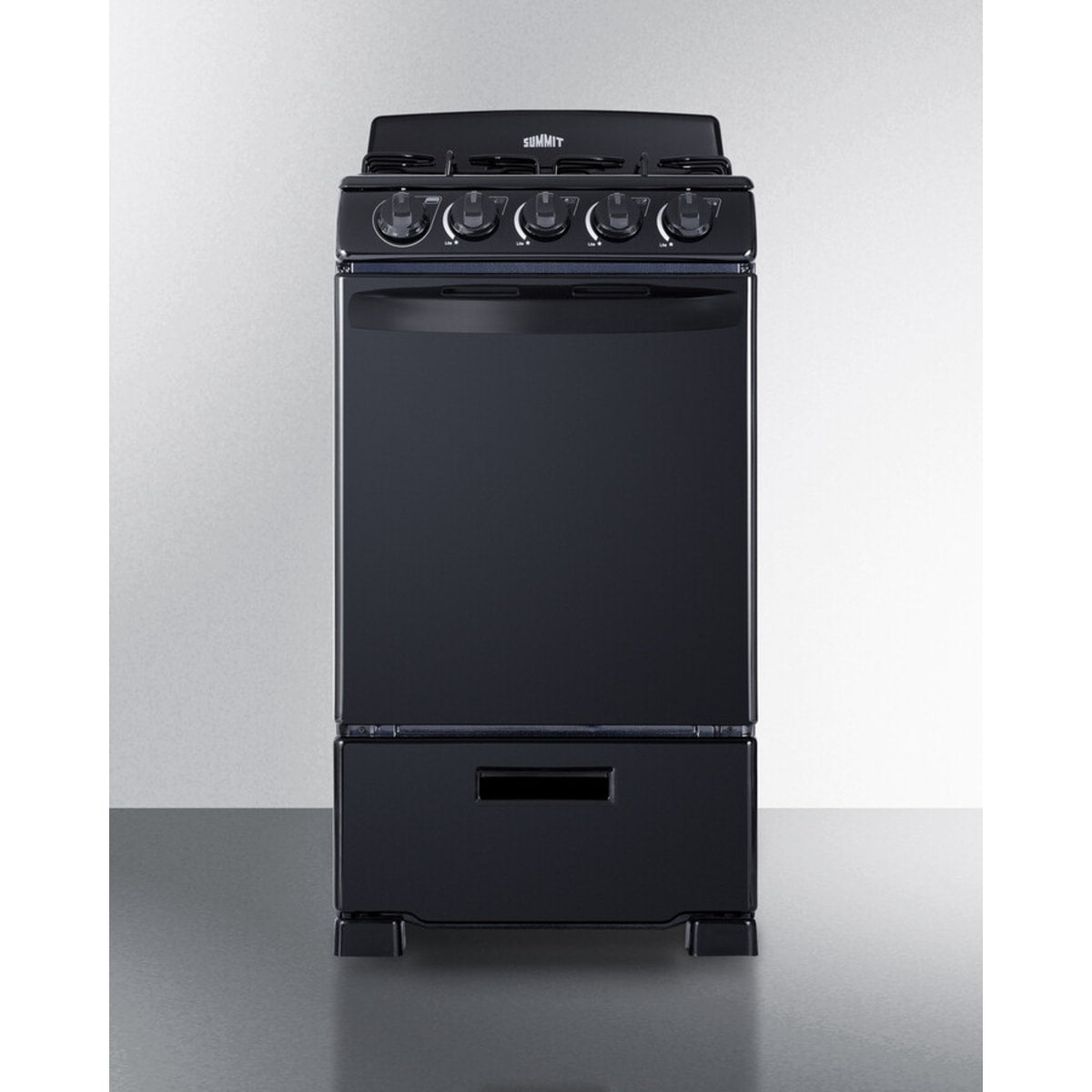 Summit - 20" wide gas range in black with sealed burners - RG201B