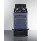 Summit - 20" wide gas range in black with sealed burners - RG201B