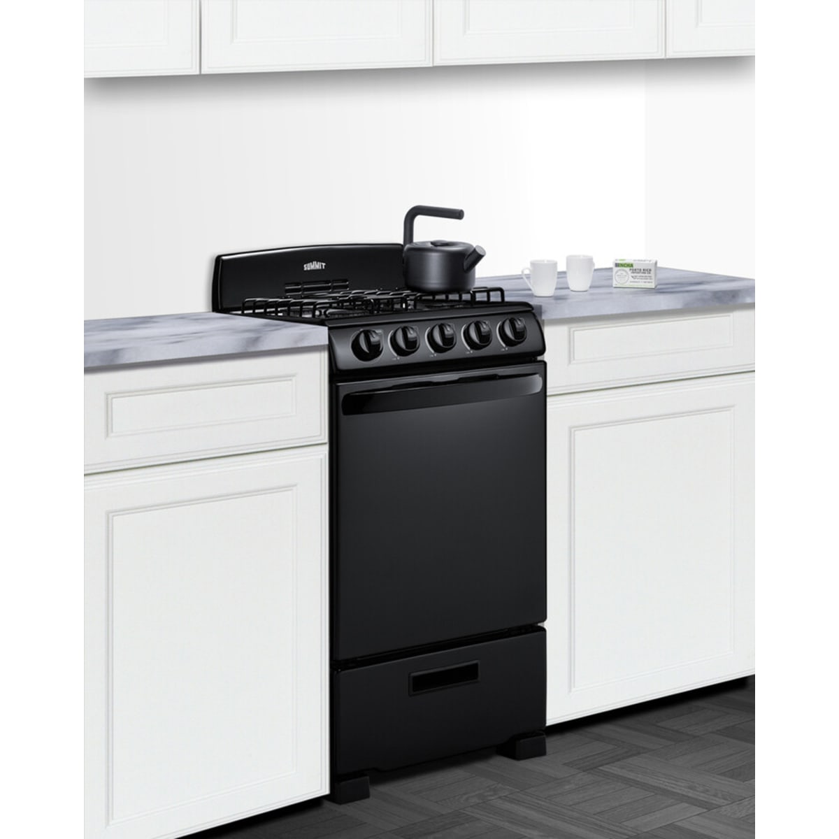 Summit - 20" wide gas range in black with sealed burners - RG201B