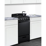 Summit - 20" wide gas range in black with sealed burners - RG201B