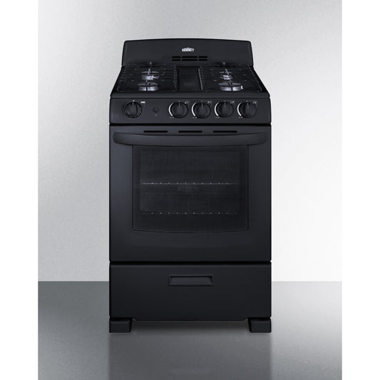 Summit - 24" wide gas range in black with sealed burners - RG2402B