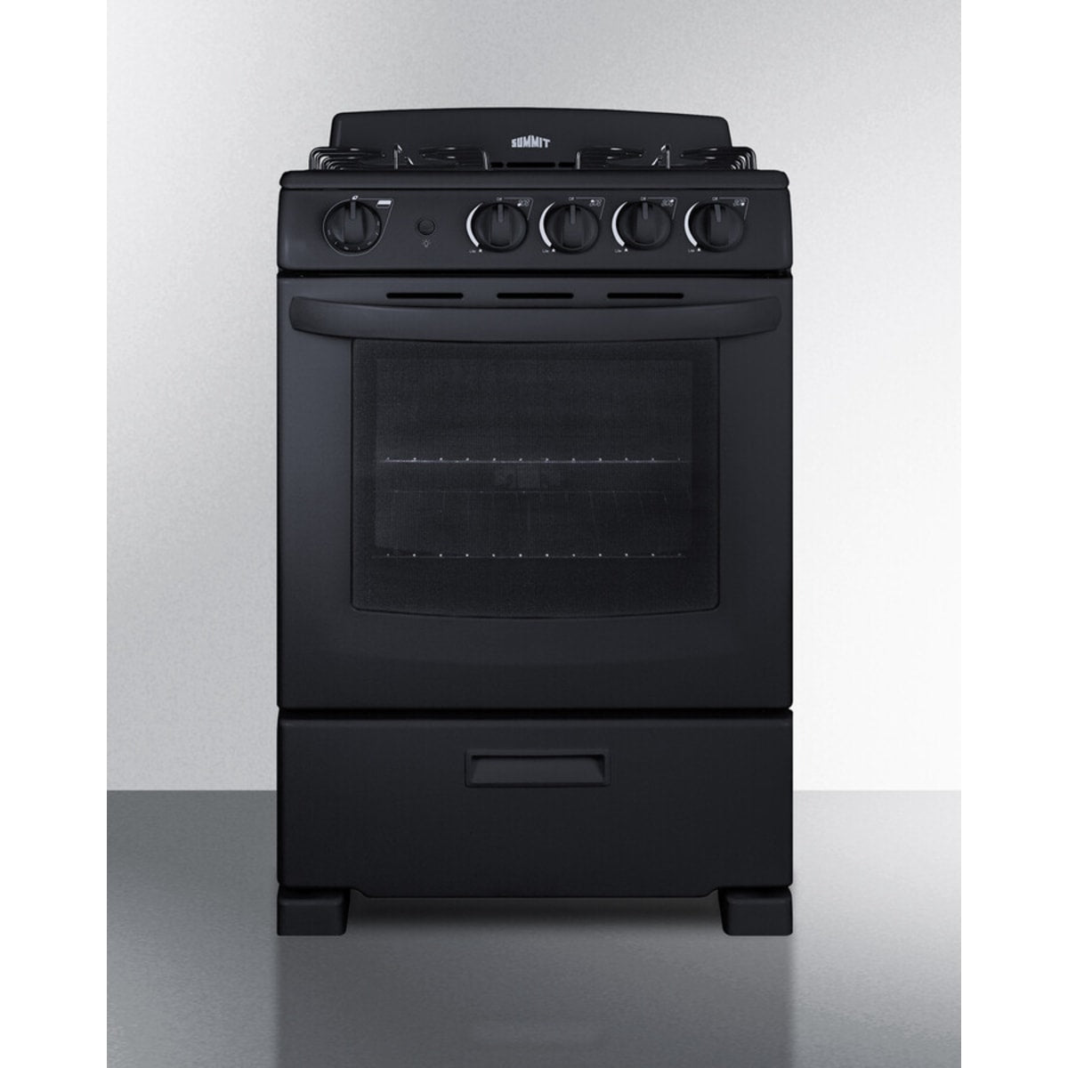 Summit - 24" wide gas range in black with sealed burners - RG2402B