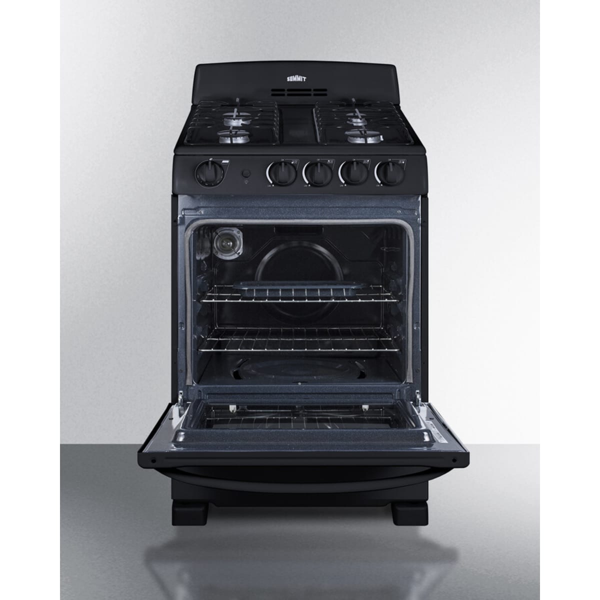 Summit - 24" wide gas range in black with sealed burners - RG2402B