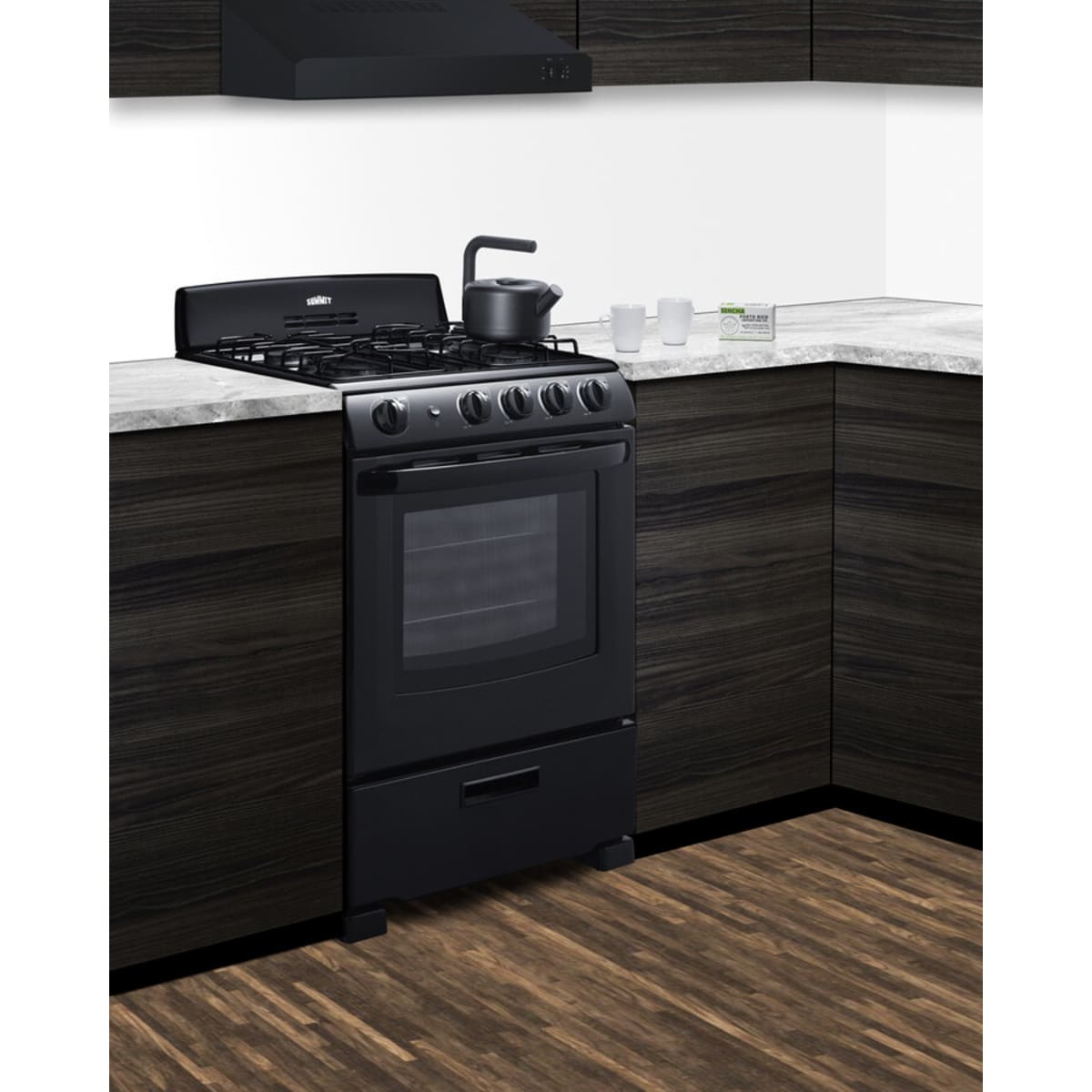 Summit - 24" wide gas range in black with sealed burners - RG2402B