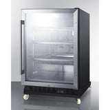 Summit - Mini reach-in beverage center with black cabinet, glass door, and dolly - SCR610BLRI