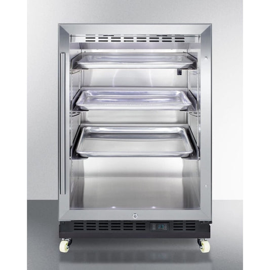 Summit - Mini reach-in beverage center with black cabinet, glass door, and dolly - SCR610BLRI