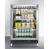 Summit - Mini reach-in beverage center with black cabinet, glass door, and dolly - SCR610BLRI