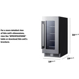 Summit - Shallow 18" deep 15" wide undercounter beverage center - SDHG1533