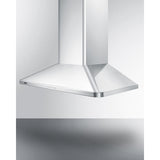 Summit - 36" wide European style convertible wall-mount range hood in stainless steel - SEH3636SS