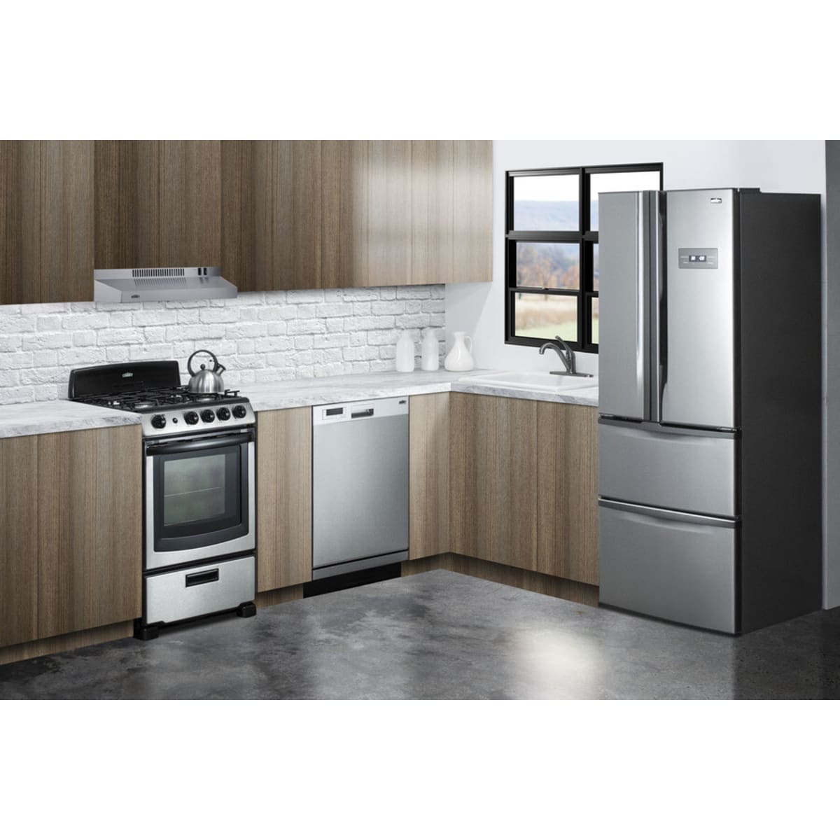 Summit - 24" wide gas range (PRO247SS) and 24" wide convertible range hood (HR24RSS) shipped together - RGH24RSS