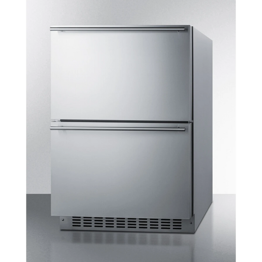 Summit - Commercially approved 24" wide built-in undercounter 2-drawer panel-ready refrigerator-freezer in stainless steel - SPRF34D7