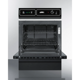 Summit - Black glass 115V electric wall oven with digital clock/timer and oven window - TEM715DK