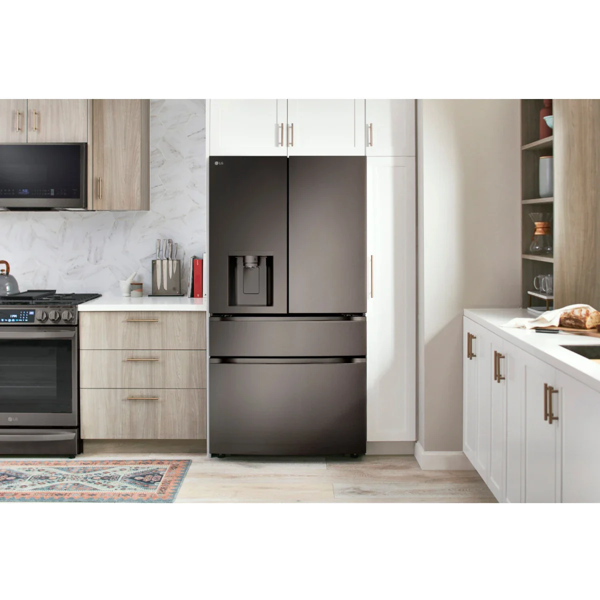 Sharp - 21.6 CF Counter-Depth 4-Door French Door, Dispenser - SJG2254FS