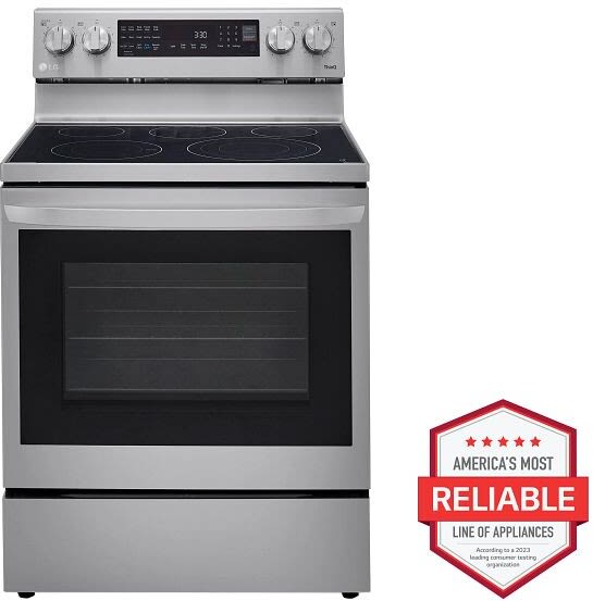 LG - 6.3 CF / 30" Electric Range, InstaView, True Convection, ThinQ - 30" Electric - LREL6325F
