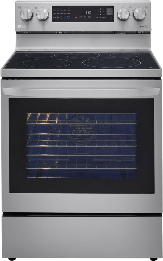 LG - 6.3 CF / 30" Electric Range, InstaView, True Convection, ThinQ - 30" Electric - LREL6325F