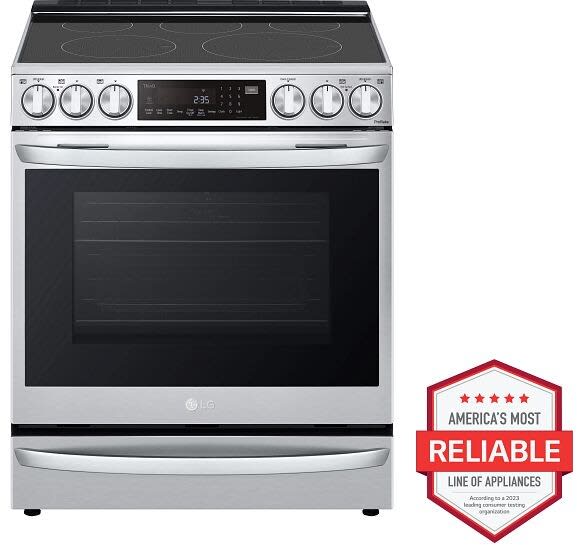 LG - 6.3CF Electric Single Oven Slide-In Range,Instaview,Air Fry,Air SousVide - Electric Slide-in - LSEL6337F