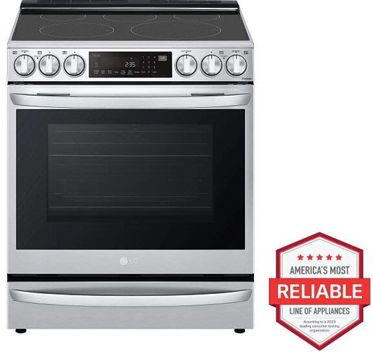 LG - 6.3CF Electric Single Oven Slide-In Range,Instaview,Air Fry,Air SousVide - Electric Slide-in - LSEL6337F