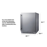 Summit - Built-in undercounter ADA compliant outdoor all-refrigerator in stainless steel - AL55OSCSS