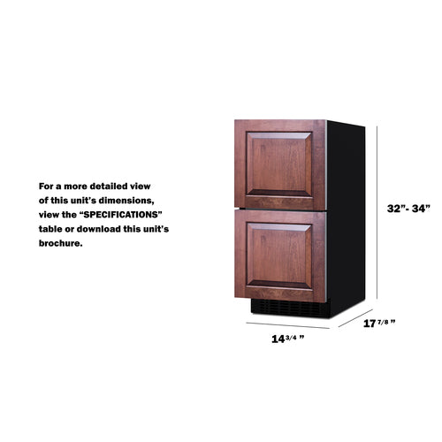 Summit - 15" Wide 2-Drawer All-Refrigerator, ADA Compliant (Panels Not Included)