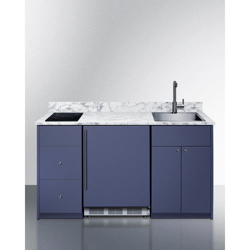 Summit - 63" wide Turnkey Kitchen with sink, cooktop, and refrigerator-freezer - CALDERAMN33I