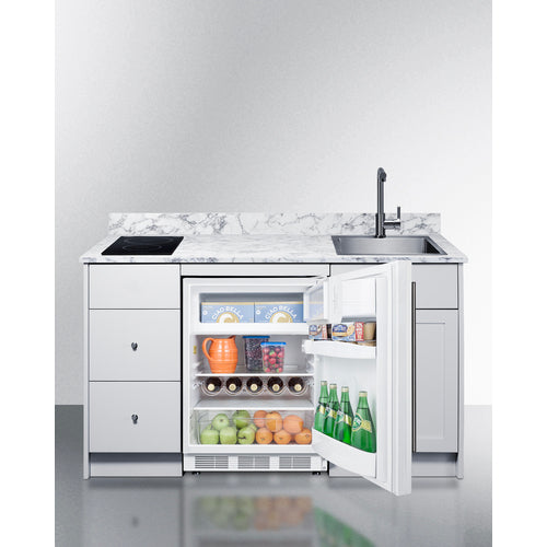 Summit - 63" wide Turnkey Kitchen with sink, cooktop, and refrigerator-freezer - CALDERAWH35I
