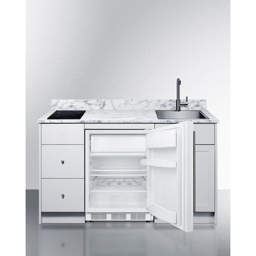 Summit - 63" wide Turnkey Kitchen with sink, cooktop, and refrigerator-freezer - CALDERAWH35I