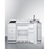 Summit - 63" wide Turnkey Kitchen with sink, cooktop, and refrigerator-freezer - CALDERAWH35I