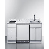Summit - 63" wide Turnkey Kitchen with sink, cooktop, and refrigerator-freezer - CALDERAWH35I