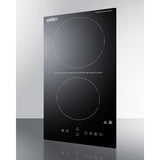 Summit - 12" Wide 230V 2-Burner Radiant Cooktop With Safety Shutoff - CRH2BT30230