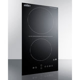 Summit - 12" Wide 230V 2-Burner Radiant Cooktop With Safety Shutoff - CRH2BT30230