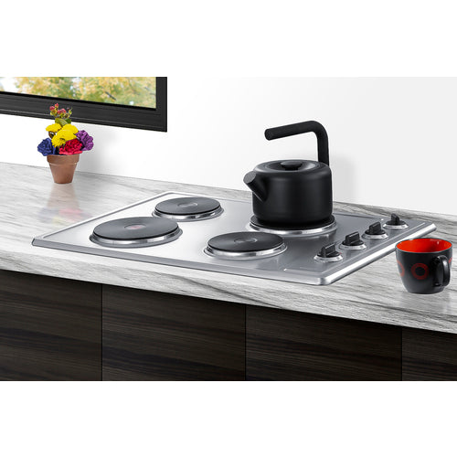 Summit - 30" Wide 208/240V 4-Burner Solid Disk Cooktop
